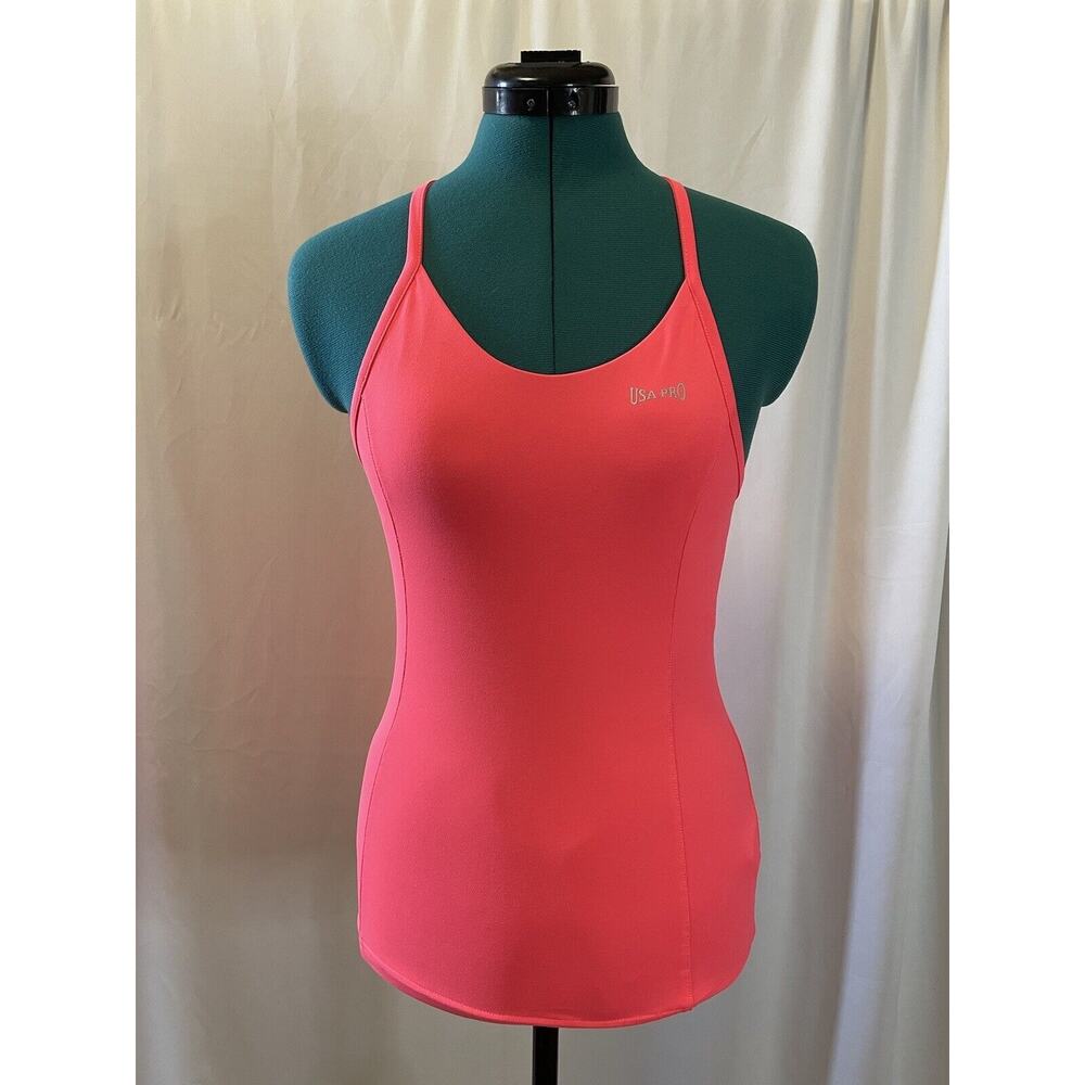 USA Pro Halter Cami Racerback Tank Top Activewear Set Pink Blue UK 8 US 4